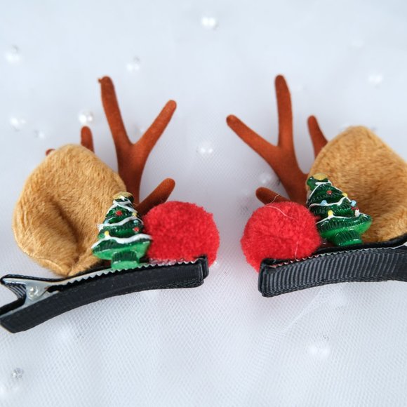 A Pair Handmade Christmas Hair Clips with Santa tree Christmas Gift - Picture 6 of 6